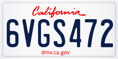 CA license plate 6VGS472
