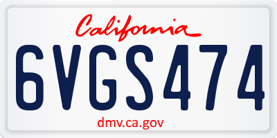 CA license plate 6VGS474