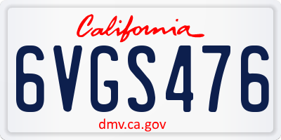 CA license plate 6VGS476