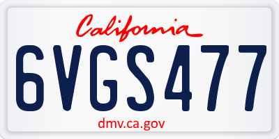 CA license plate 6VGS477