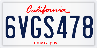 CA license plate 6VGS478