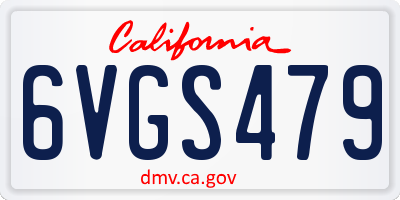 CA license plate 6VGS479