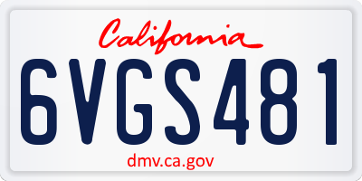 CA license plate 6VGS481
