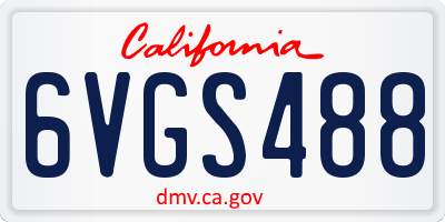 CA license plate 6VGS488