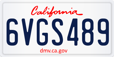 CA license plate 6VGS489