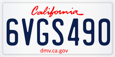 CA license plate 6VGS490