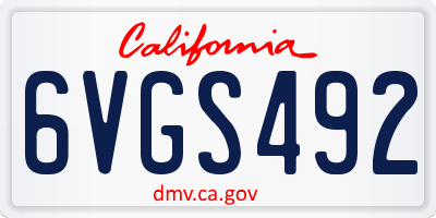 CA license plate 6VGS492