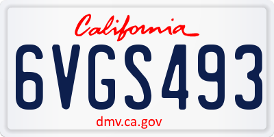 CA license plate 6VGS493