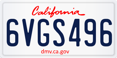 CA license plate 6VGS496