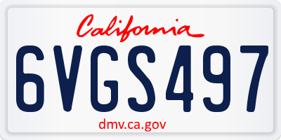 CA license plate 6VGS497