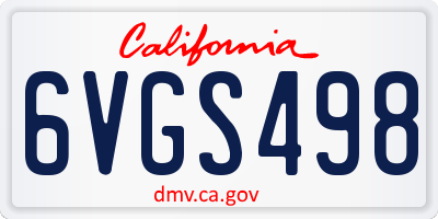 CA license plate 6VGS498