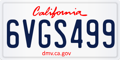 CA license plate 6VGS499