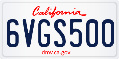 CA license plate 6VGS500