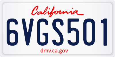 CA license plate 6VGS501
