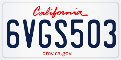 CA license plate 6VGS503