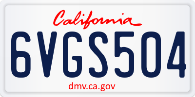 CA license plate 6VGS504