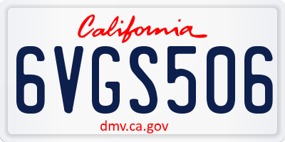 CA license plate 6VGS506