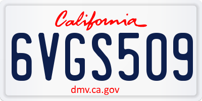 CA license plate 6VGS509