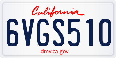 CA license plate 6VGS510