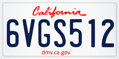 CA license plate 6VGS512