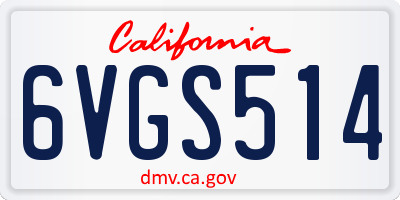CA license plate 6VGS514