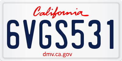 CA license plate 6VGS531