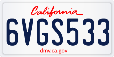 CA license plate 6VGS533