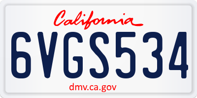 CA license plate 6VGS534