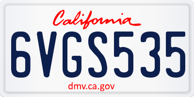 CA license plate 6VGS535