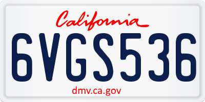 CA license plate 6VGS536