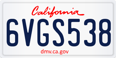 CA license plate 6VGS538