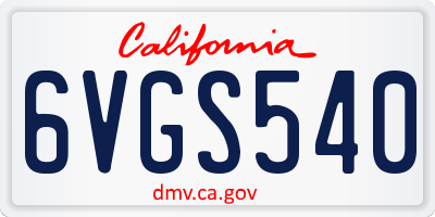 CA license plate 6VGS540