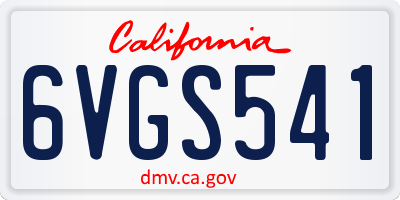 CA license plate 6VGS541