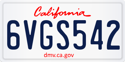 CA license plate 6VGS542