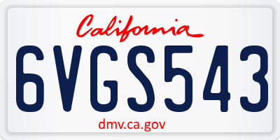 CA license plate 6VGS543