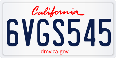 CA license plate 6VGS545