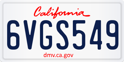 CA license plate 6VGS549
