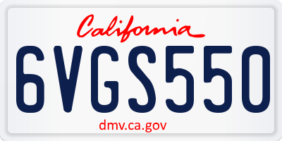 CA license plate 6VGS550