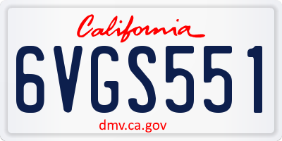 CA license plate 6VGS551