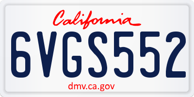 CA license plate 6VGS552