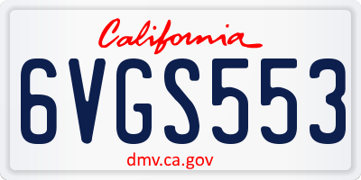 CA license plate 6VGS553