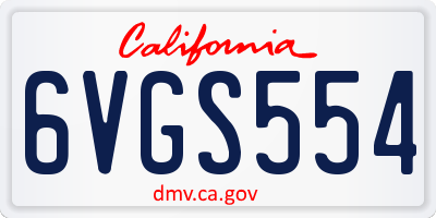 CA license plate 6VGS554