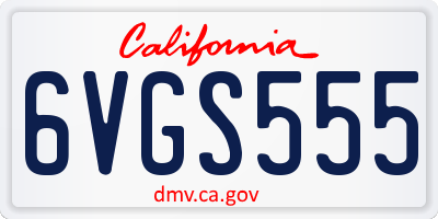 CA license plate 6VGS555