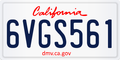 CA license plate 6VGS561