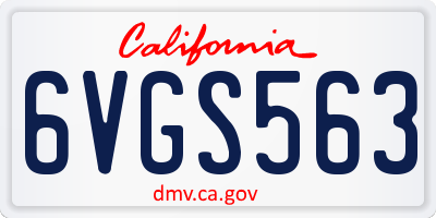 CA license plate 6VGS563