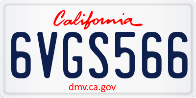 CA license plate 6VGS566