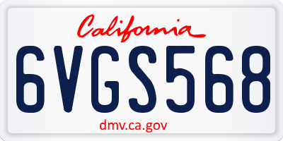 CA license plate 6VGS568