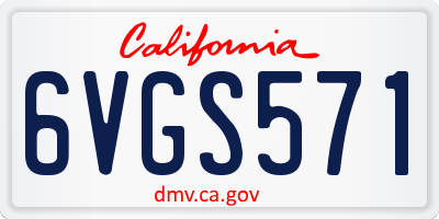 CA license plate 6VGS571