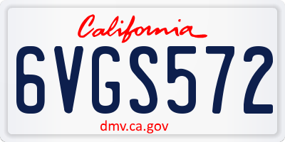 CA license plate 6VGS572