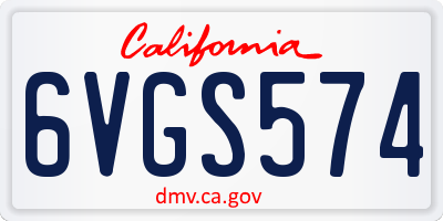 CA license plate 6VGS574